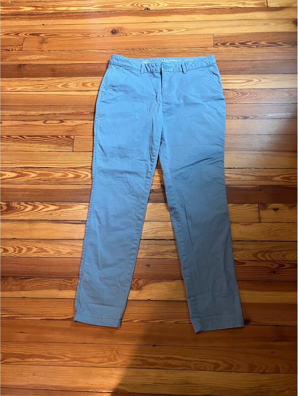 Eddie Bauer Legendwash Boyfriend Chinos 8 Slate Blue Stretch Cotton Ankle